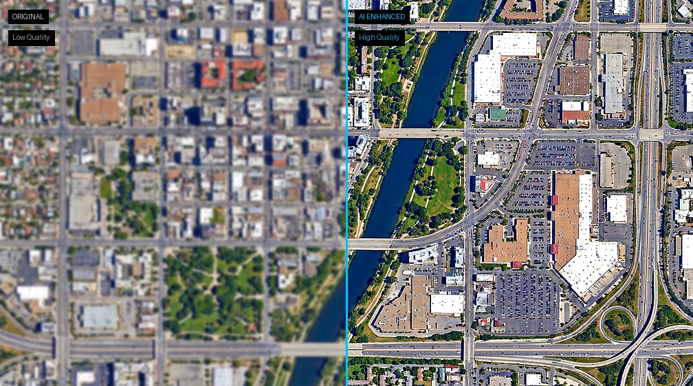 AI-powered image enhancement for satellite imagery