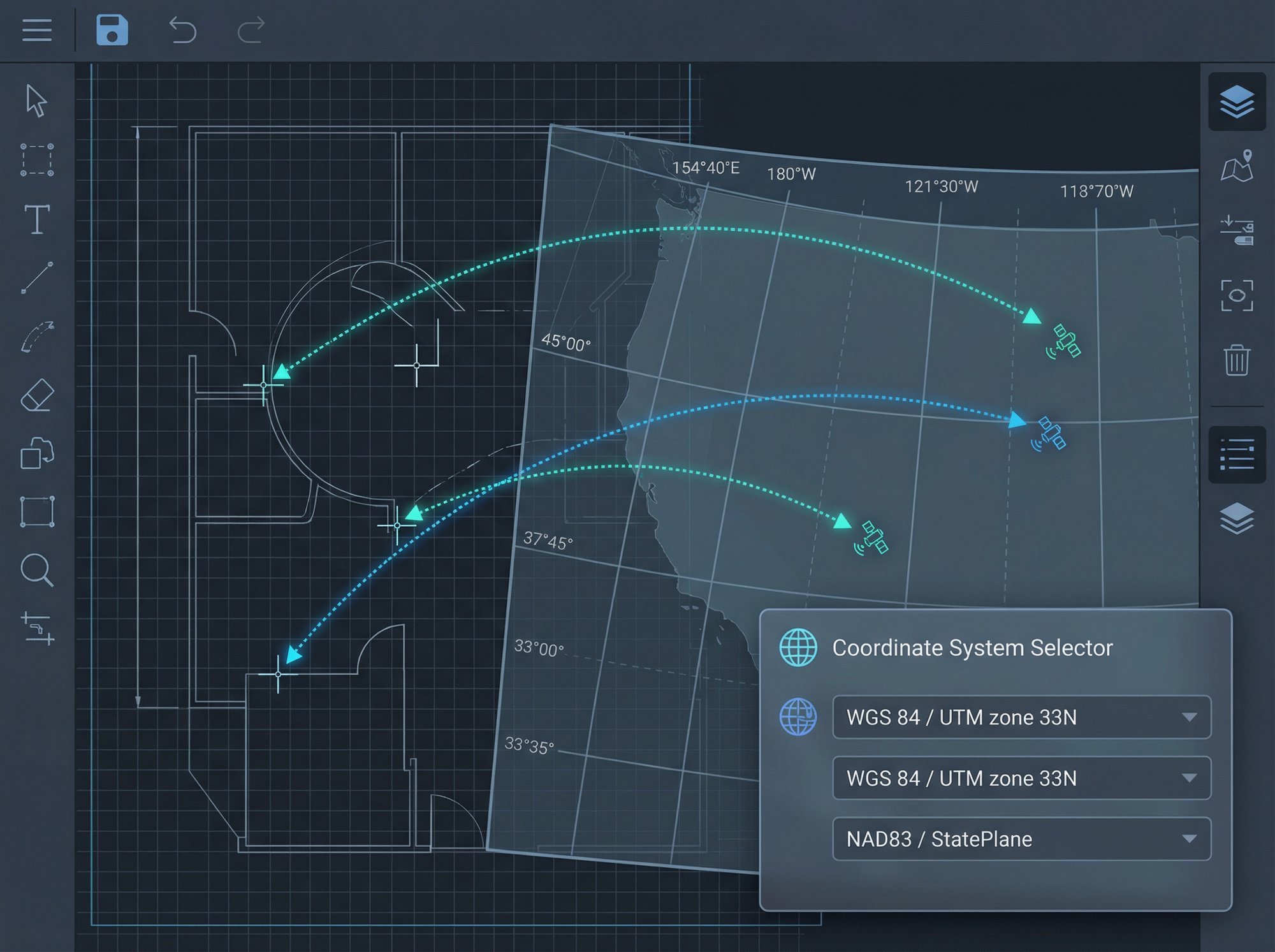 Georeferencing AutoCAD drawings with coordinate transformation