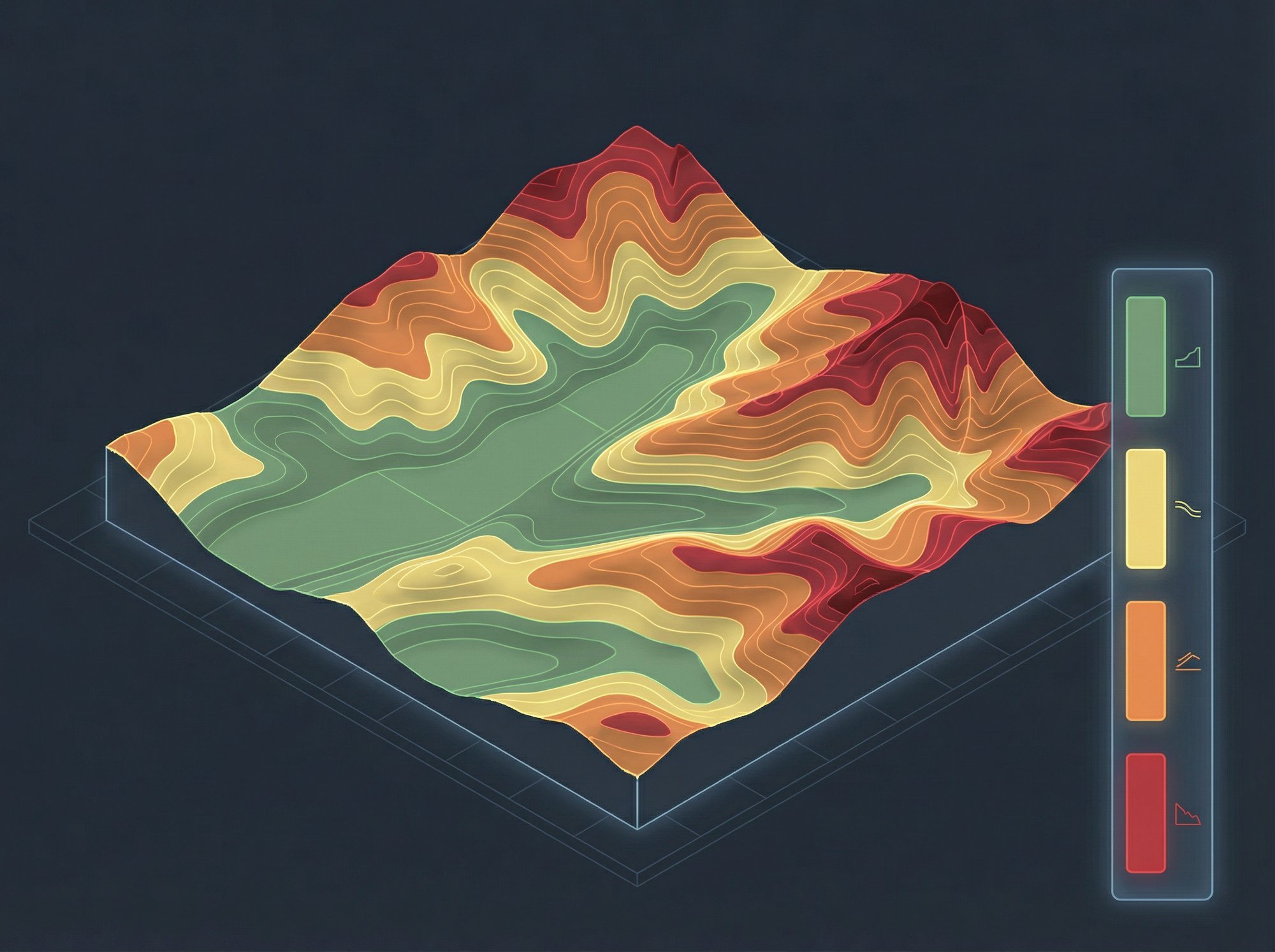 Slope zone analysis with color-coded visualization