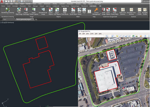 Import Google Earth objects to AutoCAD